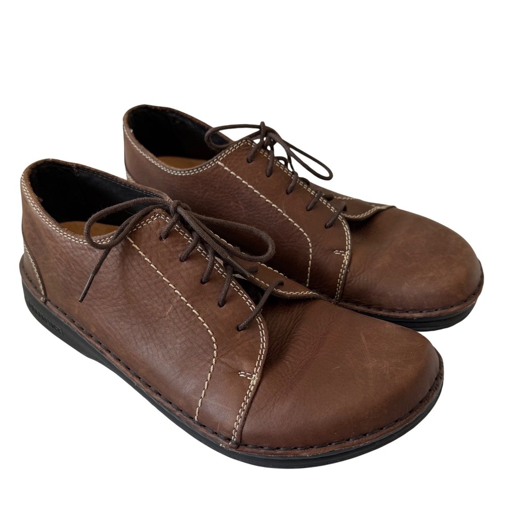 Birkenstock Footprints Brown Leather Oxford Shoes Mens 7 Womens 9 EU 40 Lace Up